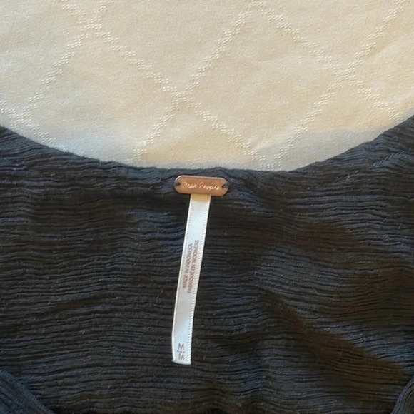 Free People Check‎ on It Black Pleated Wrap Top medium  OB1076865 EUC - Picture 5 of 8